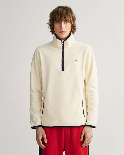 GANT Cream Light Fleece Half-zip Sweater 2068009 130 in Natural for Men |  Lyst Canada