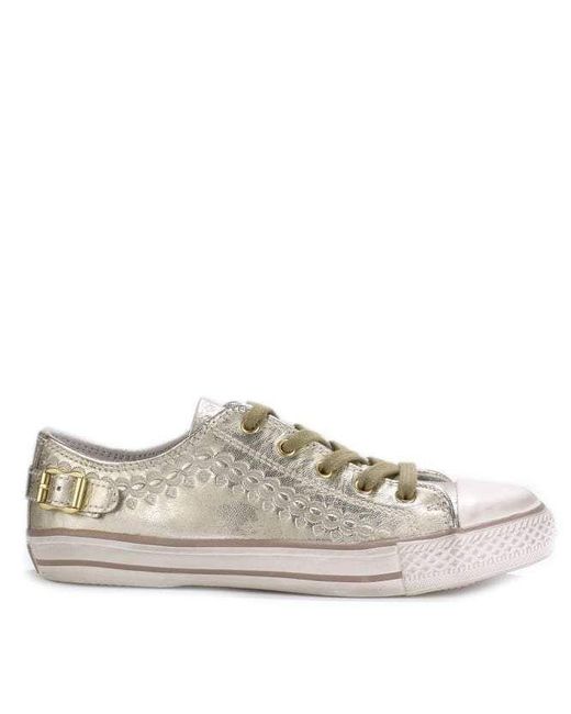 gold leather trainers