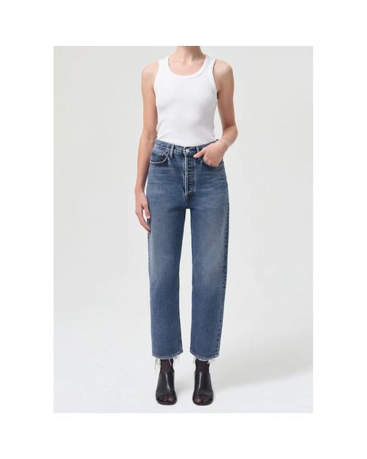 Agolde 90s High Rise Crop - Oblique in Blue | Lyst