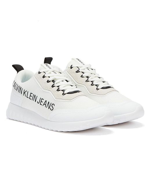 Calvin Klein Denim Jeans Runner Lace Up Eva Inst Trainers in White for Men  - Lyst
