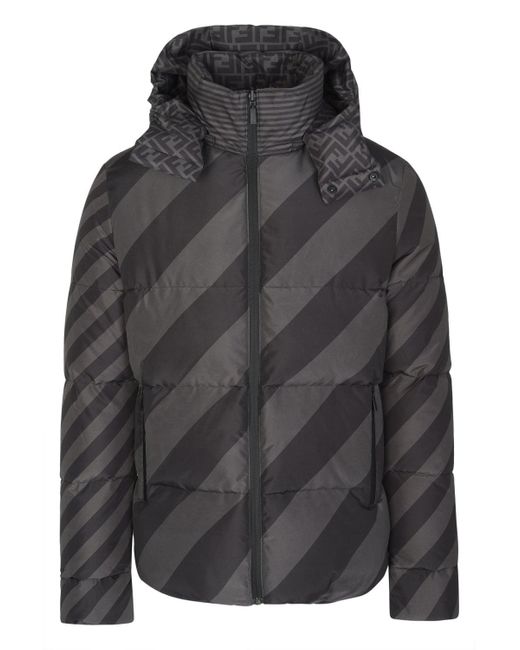 Fendi Reversible Down Jacket in Grey (Black) for Men | Lyst