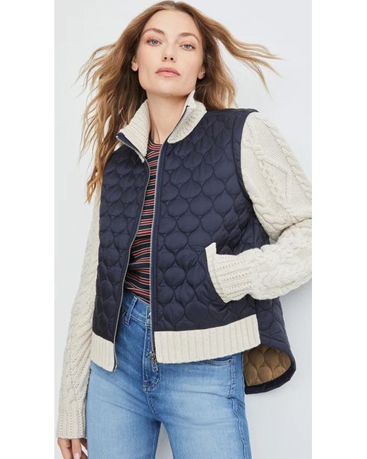 Veronica Beard Patra Mixed Media Jacket Navy in Blue Lyst