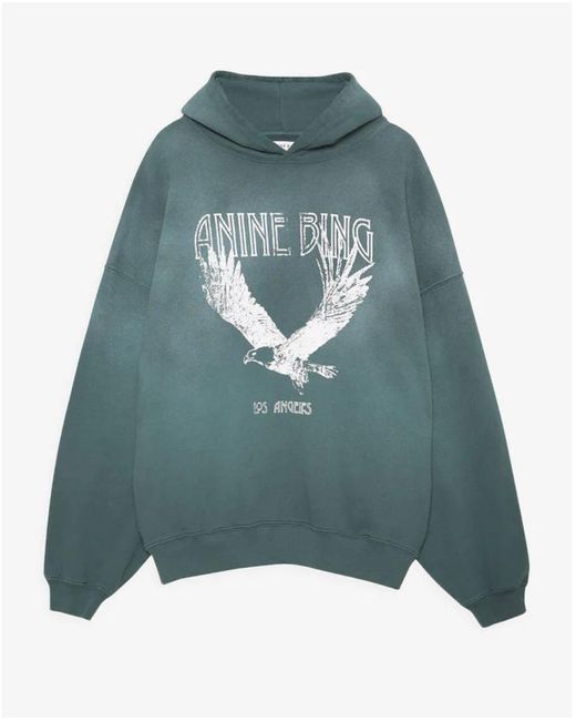 Anine Bing Cotton Ash Hoodie Eagle in Green | Lyst