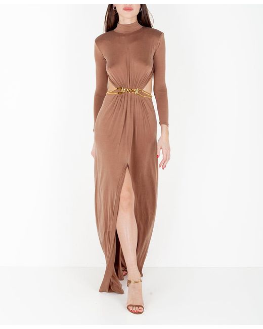 Elisabetta Franchi Abito Red Carpet Con Spacchi Laterali Ab22322e2 in Brown  | Lyst