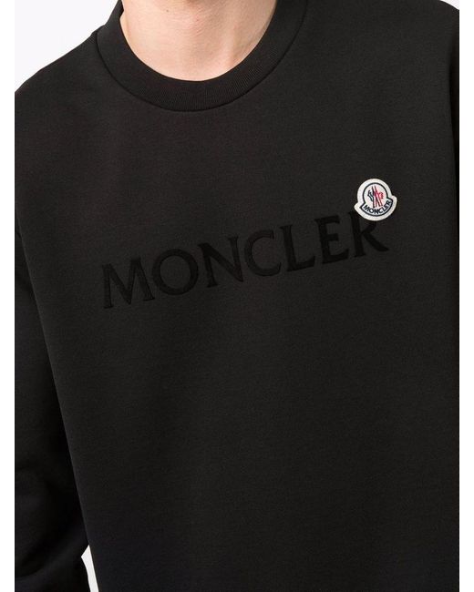 Moncler Cotton Logo Sweatshirt in Black for Men - Save 7% - Lyst