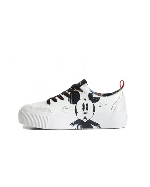 Desigual Street Mickey Crack Sneakers in White | Lyst