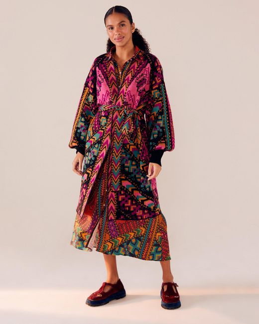 FARM Rio Wool Yawanawa Striped Cardigan in Pink | Lyst