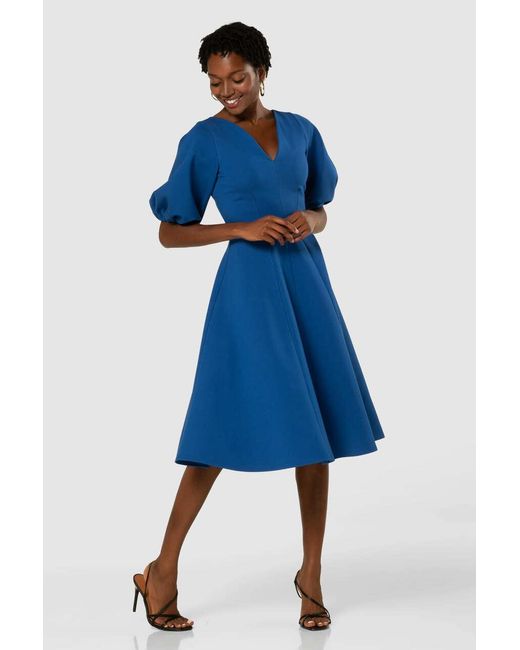 Closet Synthetic Royal Puff Sleeve Midi 