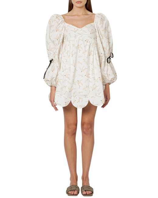 NAYA REA Over-fit Ruffled Mini-dress in White | Lyst