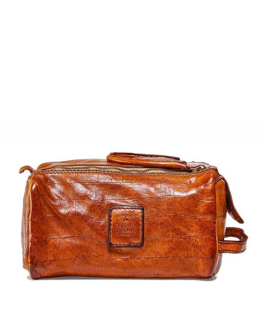 Download Campomaggi Mock Croc Leather Wash Bag Colour: Cognac in ...