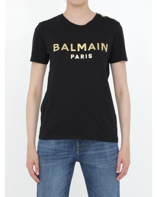 Balmain Cotton T-shirt With Gold 