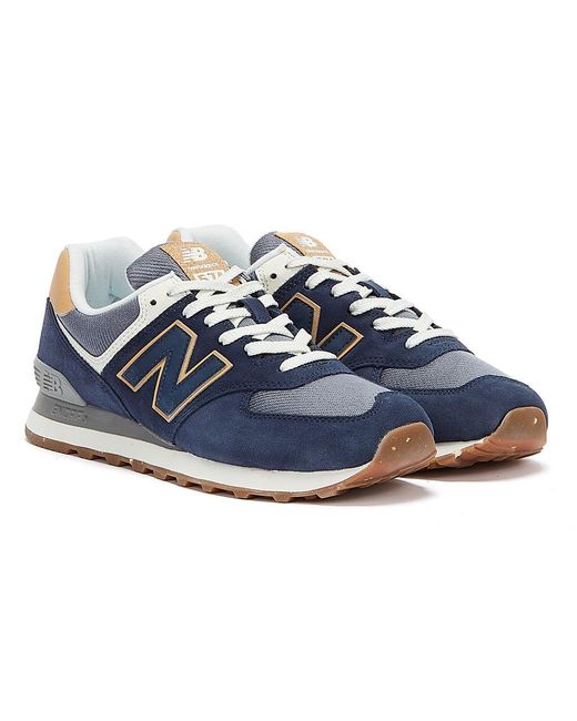 New Balance 574 / Tan Trainers in Blue 