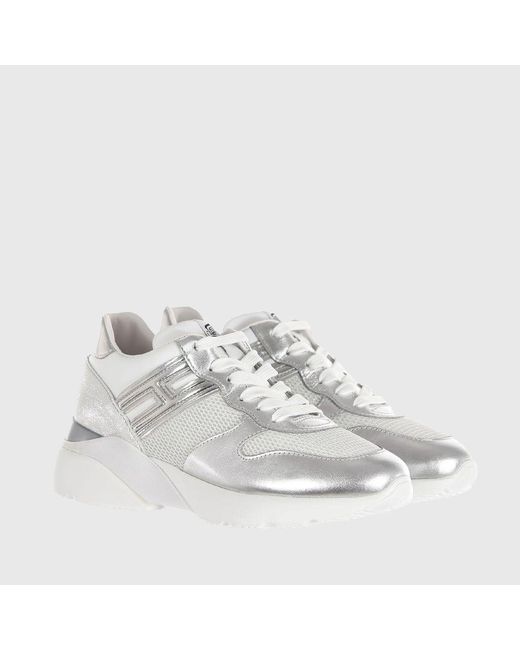 Hogan Sneakers Active One In Pelle Argento E Tessuto in Silver (Metallic) |  Lyst