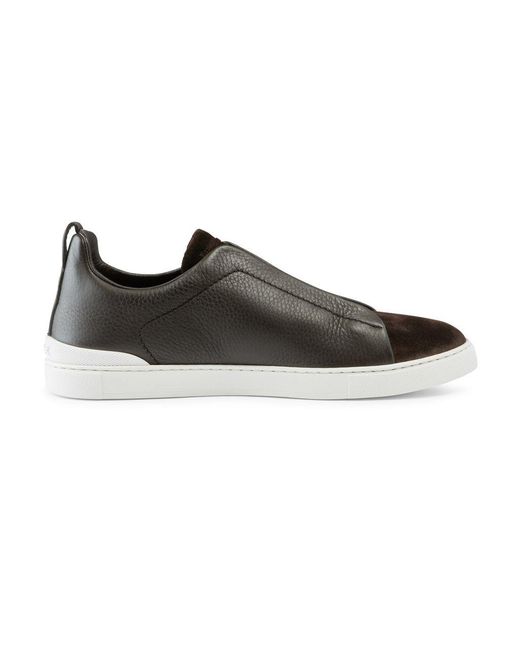 Z Zegna Triple Stitch Low Top Sneaker Suede & Leather (brown) for Men ...