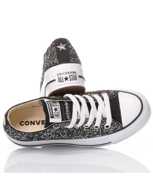 black glitter converse trainers