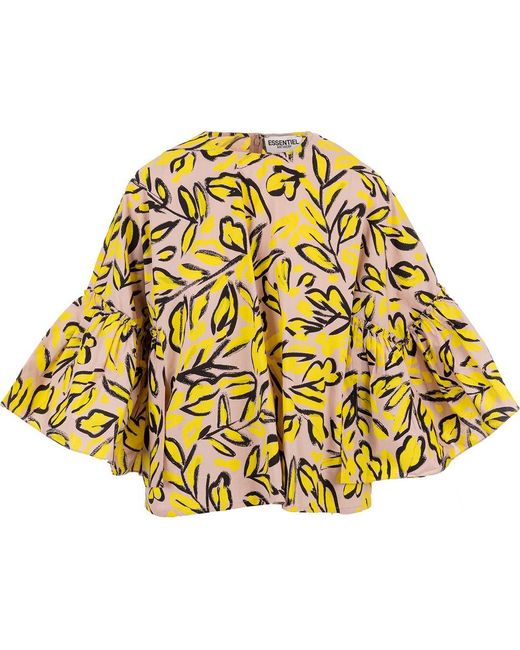Essentiel Antwerp : Ruffle Sleeve Top in Yellow | Lyst Canada