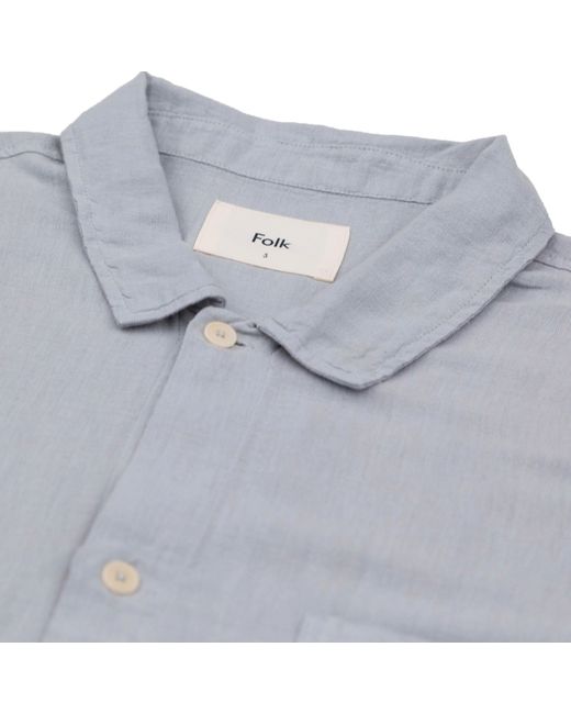 Folk Linen Seoul Shirt Seasalt in Blue 