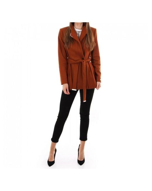 Drytaa Short Belted Wrap Coat in Brown 