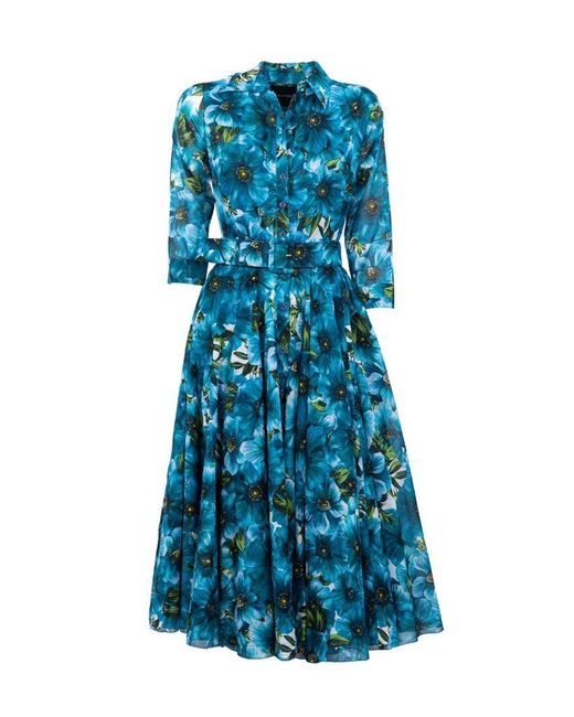 Samantha Sung Cotton Dress in Blue | Lyst UK