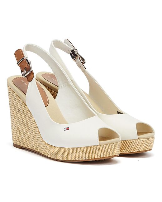 Tommy Hilfiger Iconic Elena Sling Back Wedge Sandals in White | Lyst  Australia