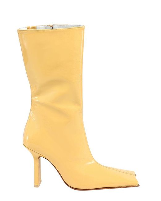 yellow leather booties