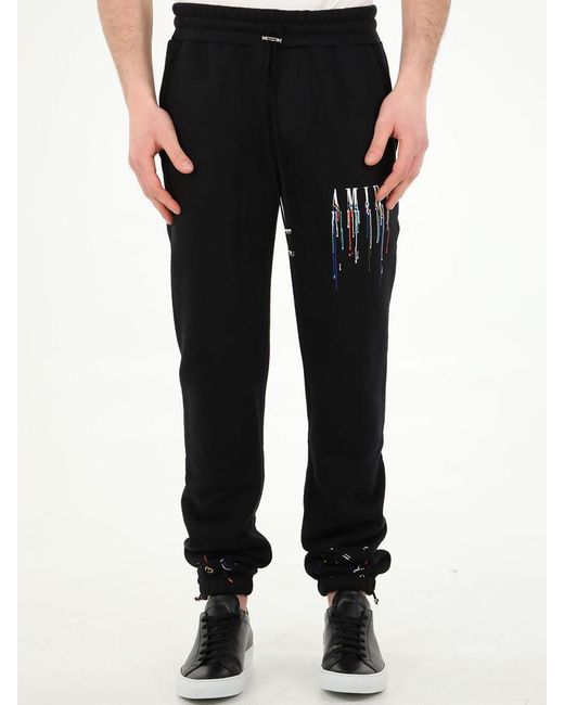 Amiri Cotton Paint Drip Sweatpants in Black for Men - Lyst