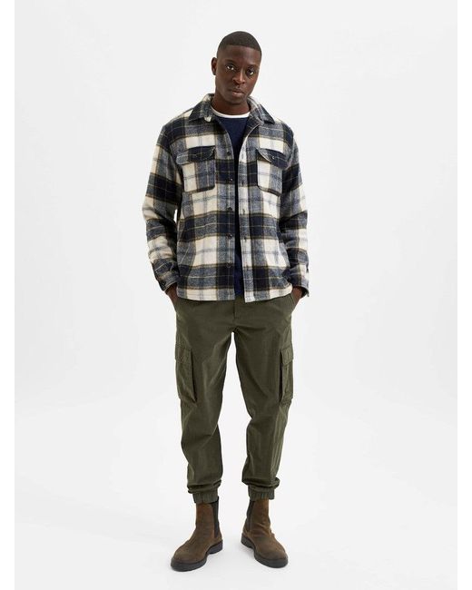 Wool Loose Kellen Check Overshirt Blue 