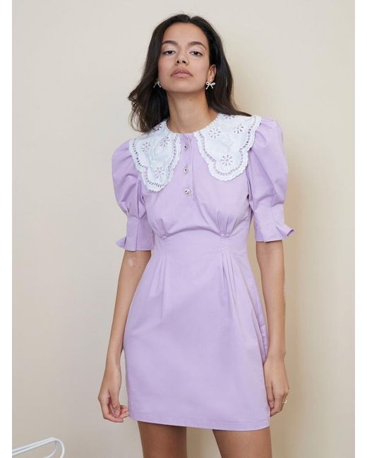 Sister Jane Cotton Tournament Collar Mini Dress - Lilac in Purple - Lyst