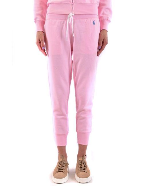 Polo Ralph Lauren Cotton Trousers in Pink | Lyst UK