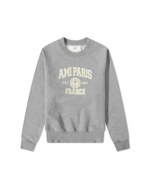 AMI Cotton Crew Sweat Paris France in Grey (Gray) for Men | Lyst