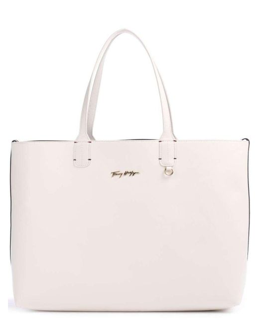 Tommy Hilfiger Iconic Tommy Tote Bag Synthetic Sku# Aw0aw12017-yaf in Pink  | Lyst