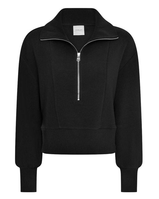 Varley Ramona Half Zip Sweater in Black | Lyst