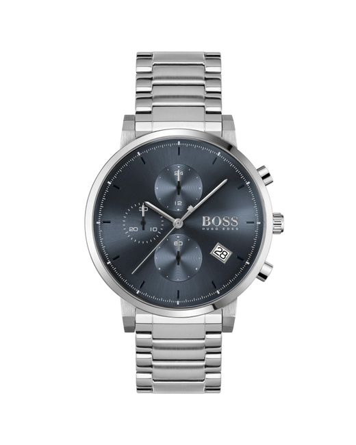 boss chronograph bracelet watch in grey