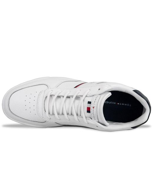 Tommy Hilfiger Lightweight Leather Mix Trainer in White - Lyst