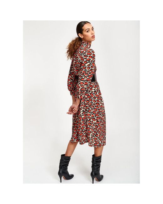 Essentiel Antwerp Silk Tapir Leopard Print Midi Dress in Animal Print (Red) - Save 39% - Lyst