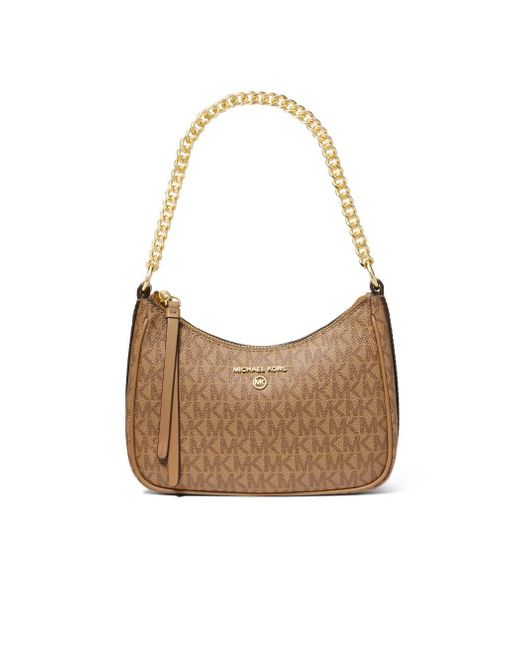 Michael Kors Canvas Jet Set Charm Small Monogram Beige Crossbody Bag in