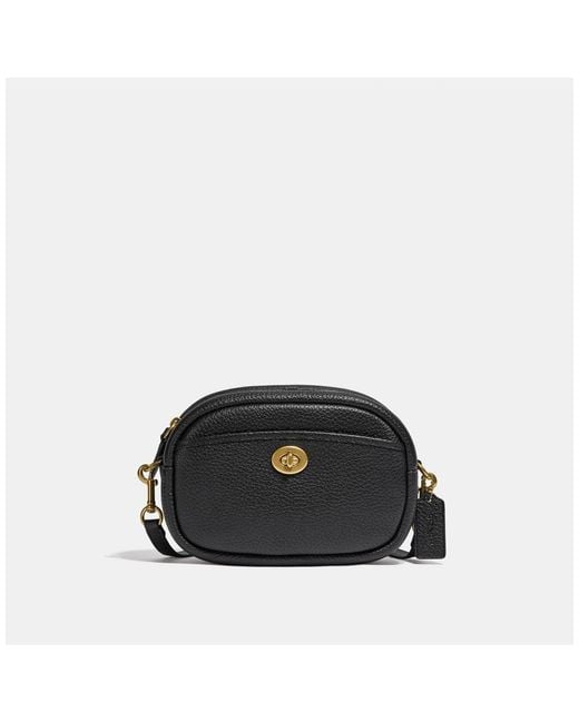 COACH Pebbled Leather Strap Camera Bag Colour in Black Lyst