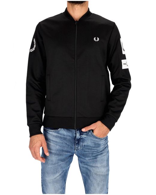 Fred Perry Track Jacket With Zip And J4544 Applications in Black for ...