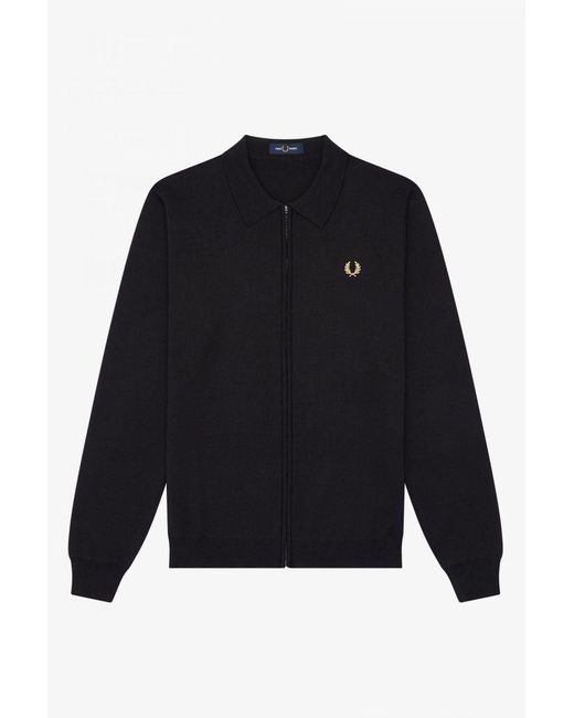 Fred Perry Synthetic Fred Perry Zip Through Cardigan Black for Men Lyst