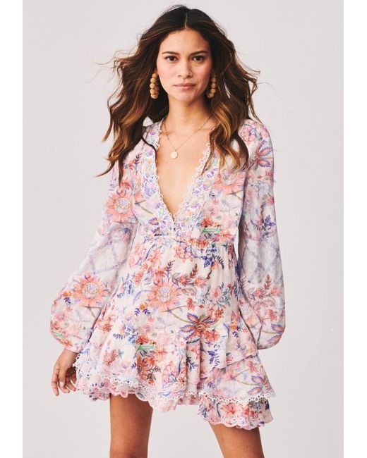 Hemant & Nandita Kati Short Dress in Pink,Floral (Pink) | Lyst