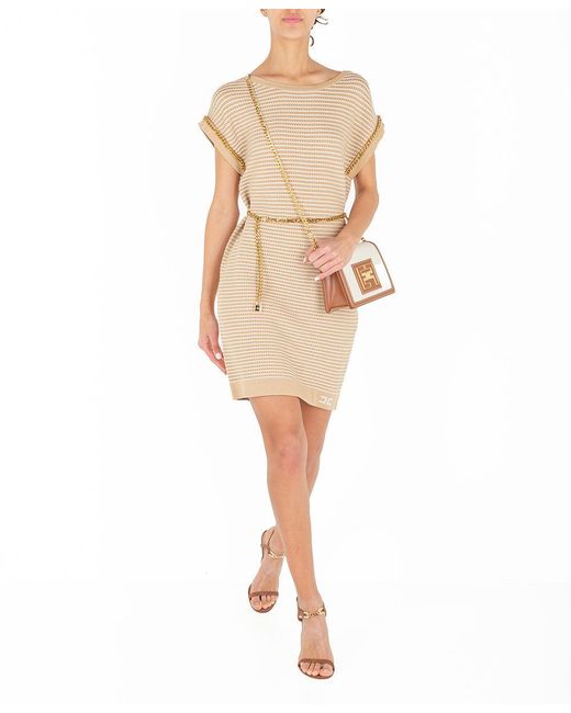 Elisabetta Franchi Abito A Sacchetto Con Catena Gold Am92s22e2 in Grey  (Gray) | Lyst