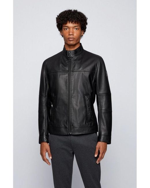 BOSS by HUGO BOSS Josep1 Goat Leather Jacket in Black for Men | Lyst