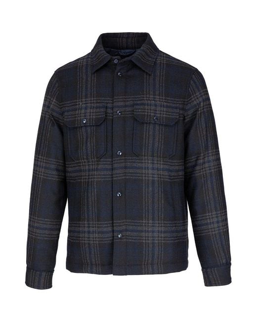 Woolrich : Alaskan Wool Check Overshirt in Blue for Men - Lyst