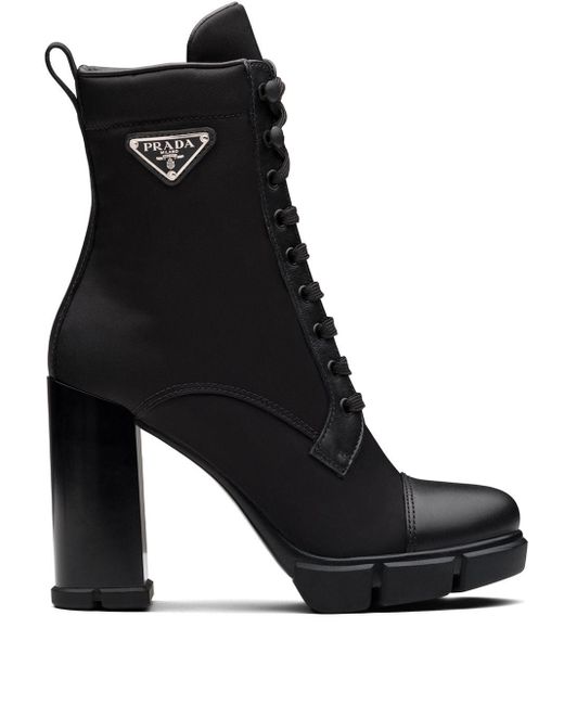 Prada Bottines 110 Mm À Plaque Logo in Black | Lyst