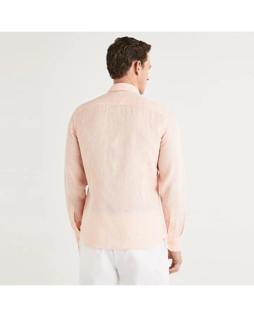 Hackett Linen Shirt in Pink for Men | Lyst
