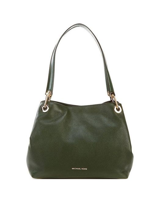 Michael Kors Raven Pebbled Leather Large Shoulder Bag Purse in Green