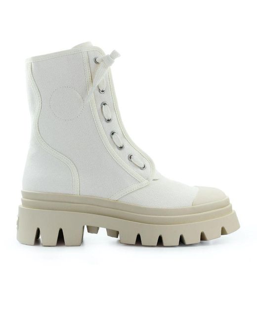 combat boots ivory