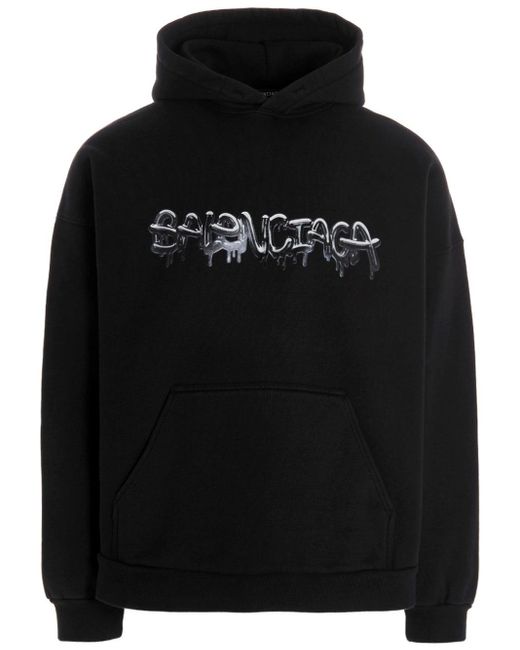Balenciaga Cotton Wide fit Hoodie Black for Men - Save 3% | Lyst