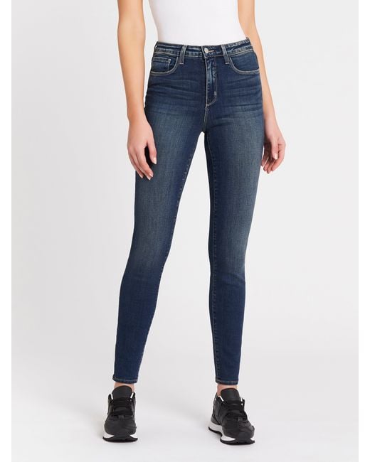 L'Agence Cotton Marguerite High Rise Skinny Jean in Blue | Lyst