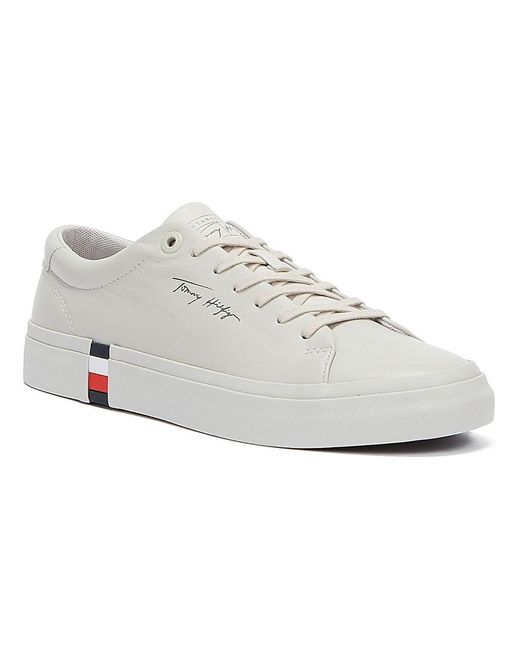 Tommy Hilfiger Corporate Modern Vulc Leather Trainers in Grey (Gray) for  Men - Save 1% - Lyst